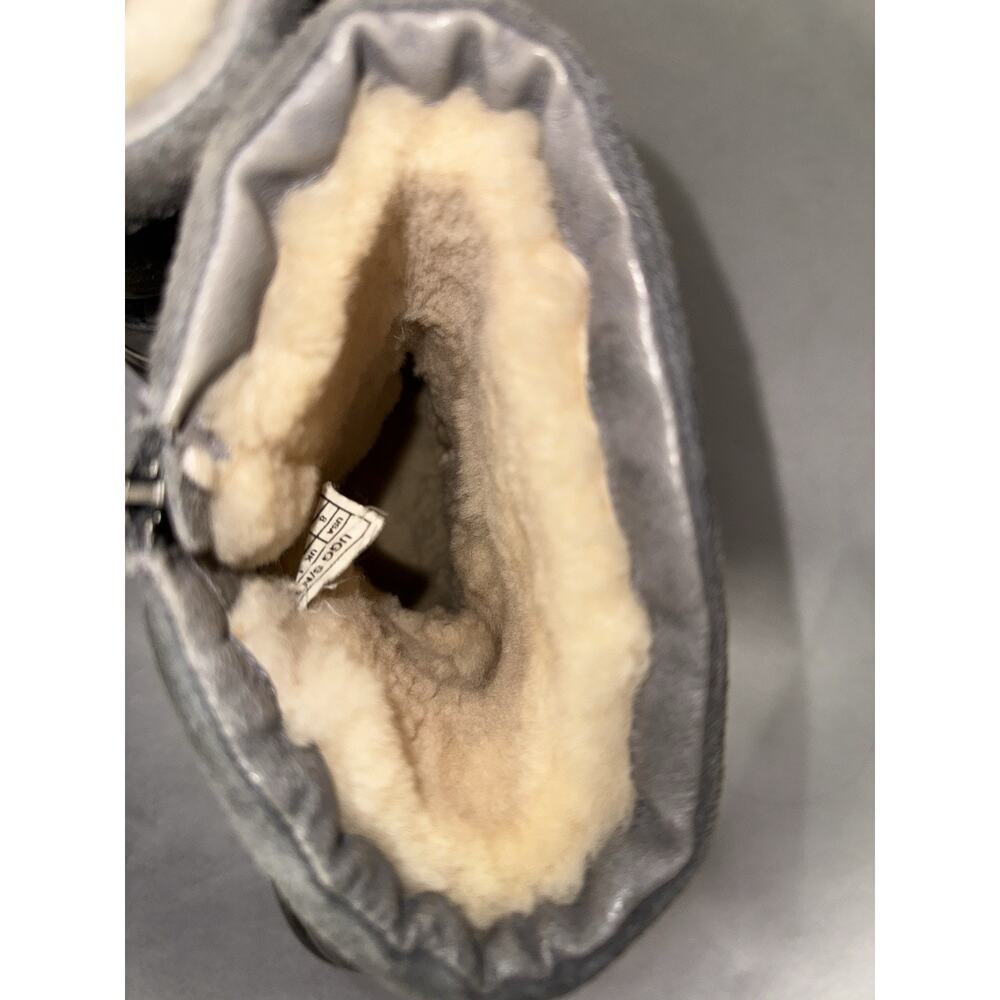 UGG Roslynn Grey Metallic Sz 8 Suede Zipper Boot W/Cream Sherpa Lining Midcalf - Picture 10 of 15
